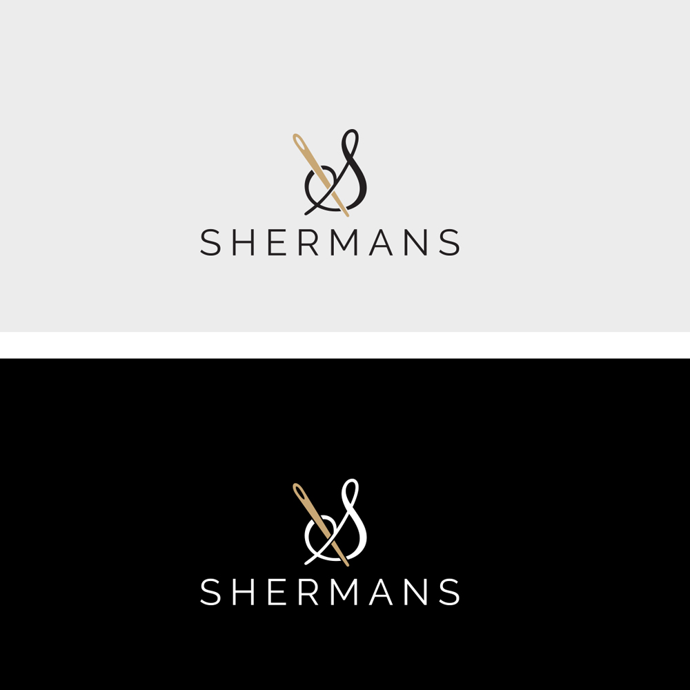 Dizajn logotipa za tvrtku Shermans: na slici je prikazan logotip u pozitivu i negativu