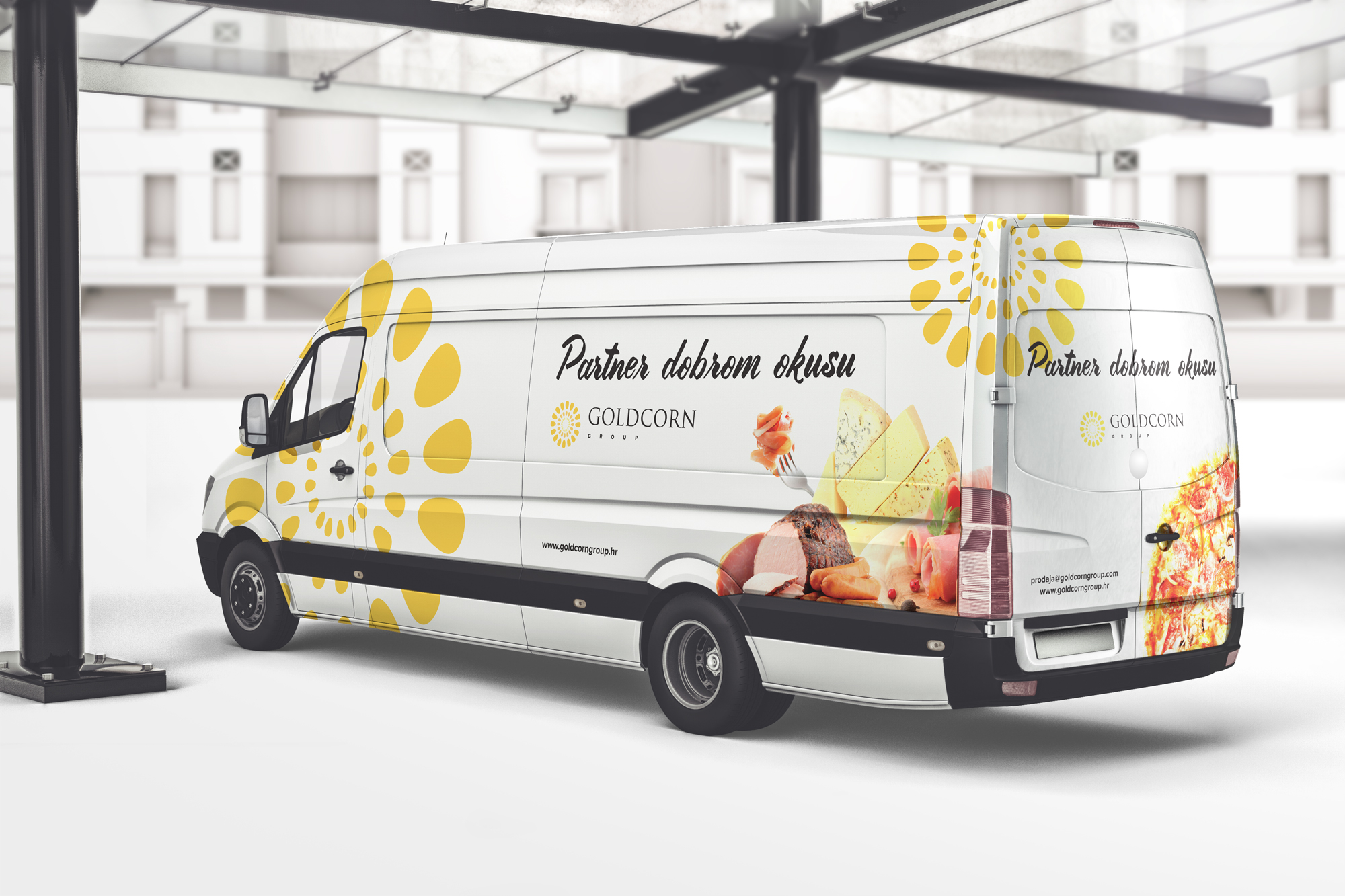 Vehicle wrap design for the Goldcorn company from Zagreb, Croatia.