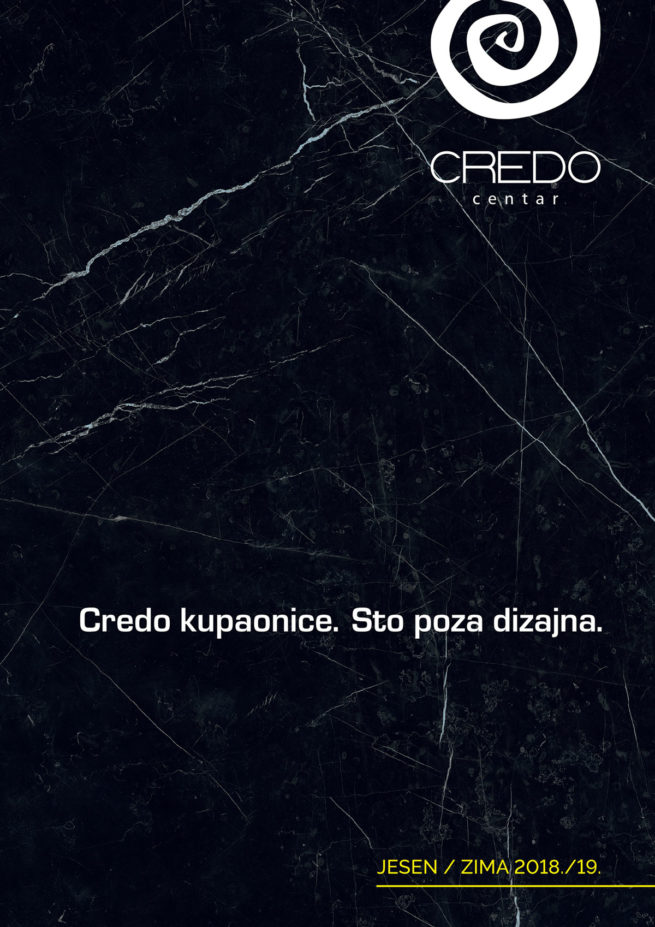 Dizajn kataloga za Credo Centar iz Zagreba. Katalog je crve boje sa bijelim fontom.