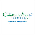 Logo tvrtke the Compunding Center. Zeleno-plava slova na bijeloj podlozi