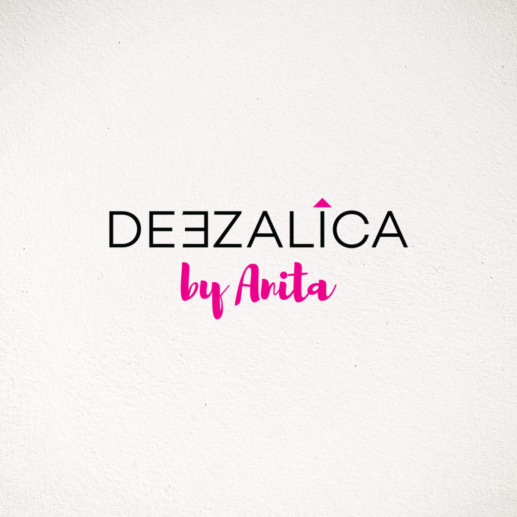 Logo design and naming of the company Deezalica. The Deezalica logo is displayed on a white background. The logo is dark gray with a magenta addition 