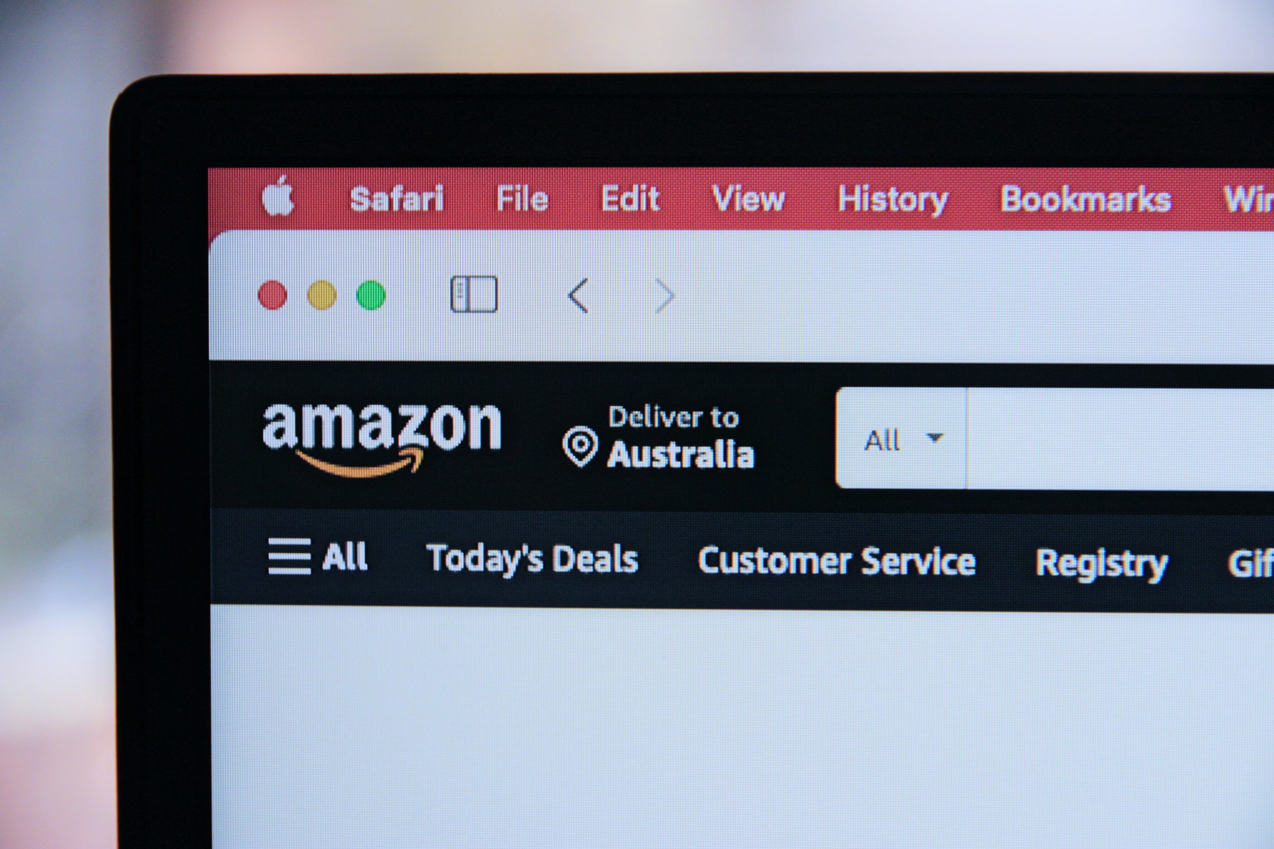 Digital Marketing Blog: The image shows the top of a laptop screen with the Amazon website open. 
