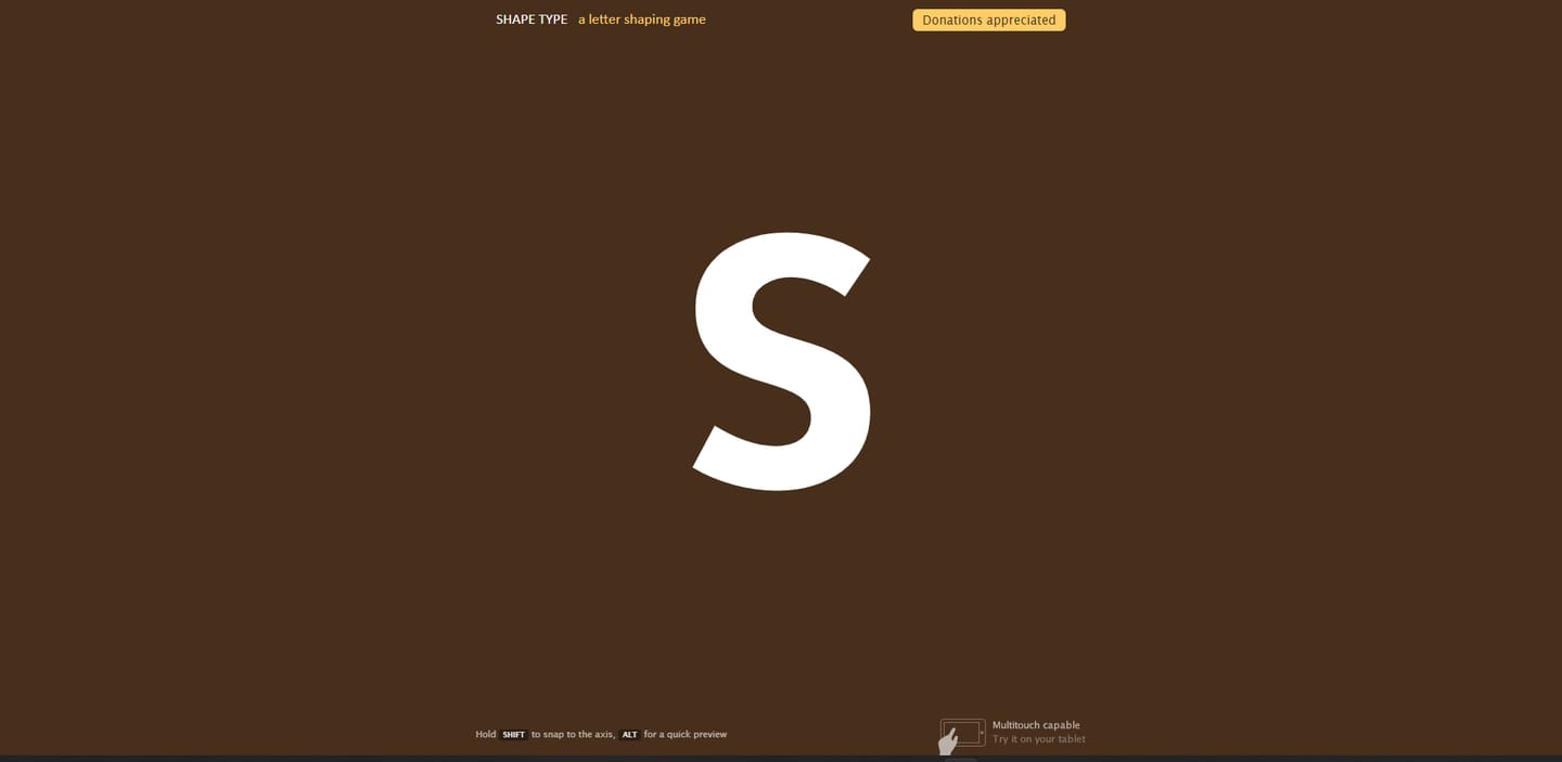 Shape Type online game to learn to create fonts