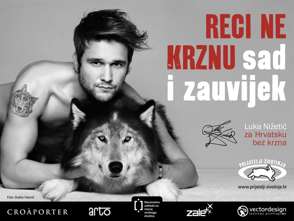 Luka Nižetić in the "For Croatia without fur" campaign of Animal Friends