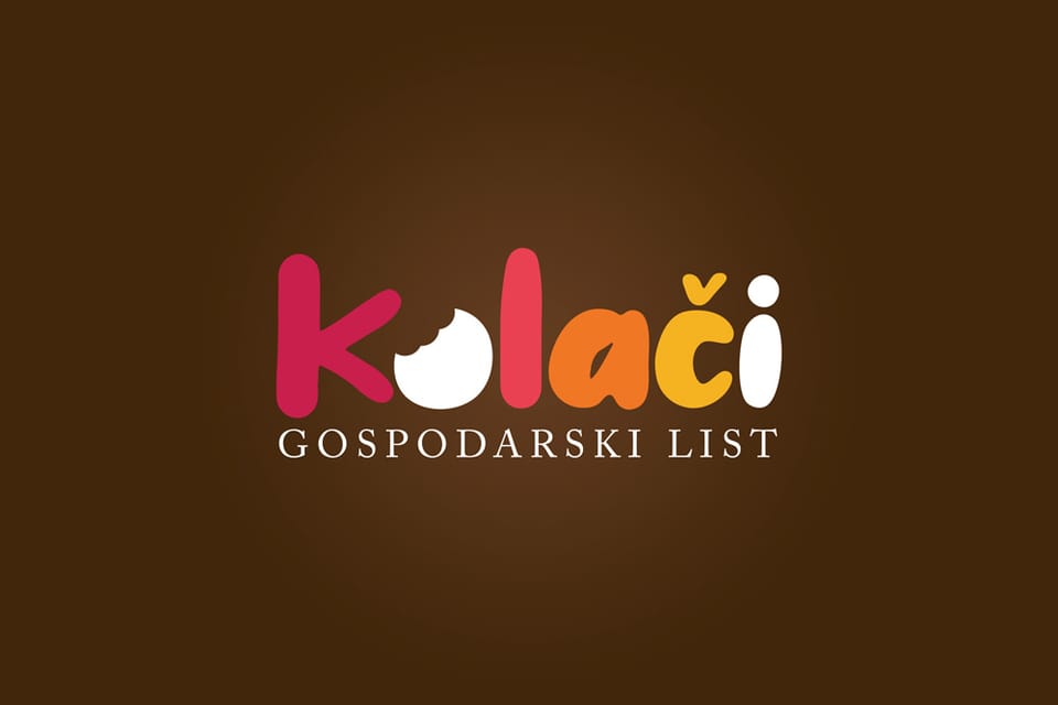 Logotip Kolači s natpisom Gospodarski list na smeđoj podlozi